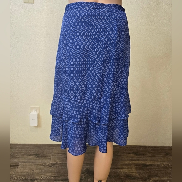 MICHAEL KORS WOMEN'S Blue  SWIRL LAYERED RUFFLE TIERED SKIRT  SIZE 12 - Picture 6 of 13